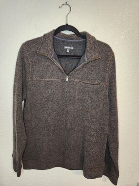 Toad&Co Breithorn quarter-zip sweater brown marled knit top M Wool blend